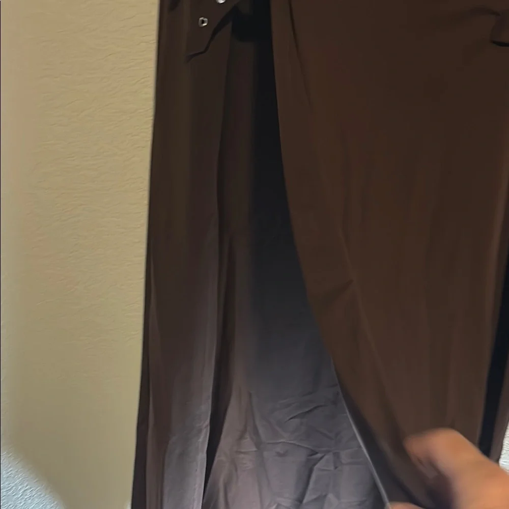 Halara‎ Brown Maxi A-Line Skirt with Buckle Front